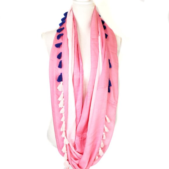 Express Pink Tassel Infinity Scarf, NWOT - Picture 3 of 4